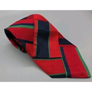 Robert Talbott Best of Class Plaid Silk Tie Red Navy Green 58"